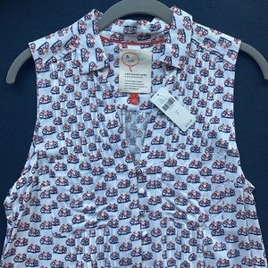 NWT Anthropologie Limited Edition bicycle bike blouse red white blue sleeveless